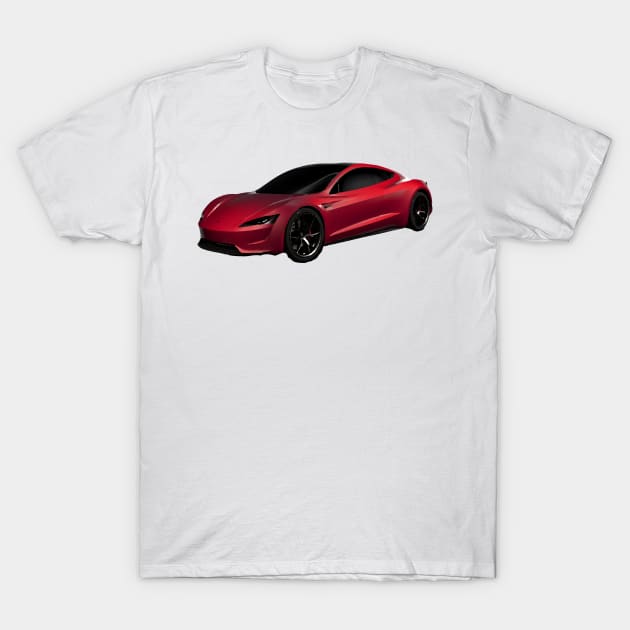 Tesla Roadster Oil Painting T-Shirt by LazarIndustries